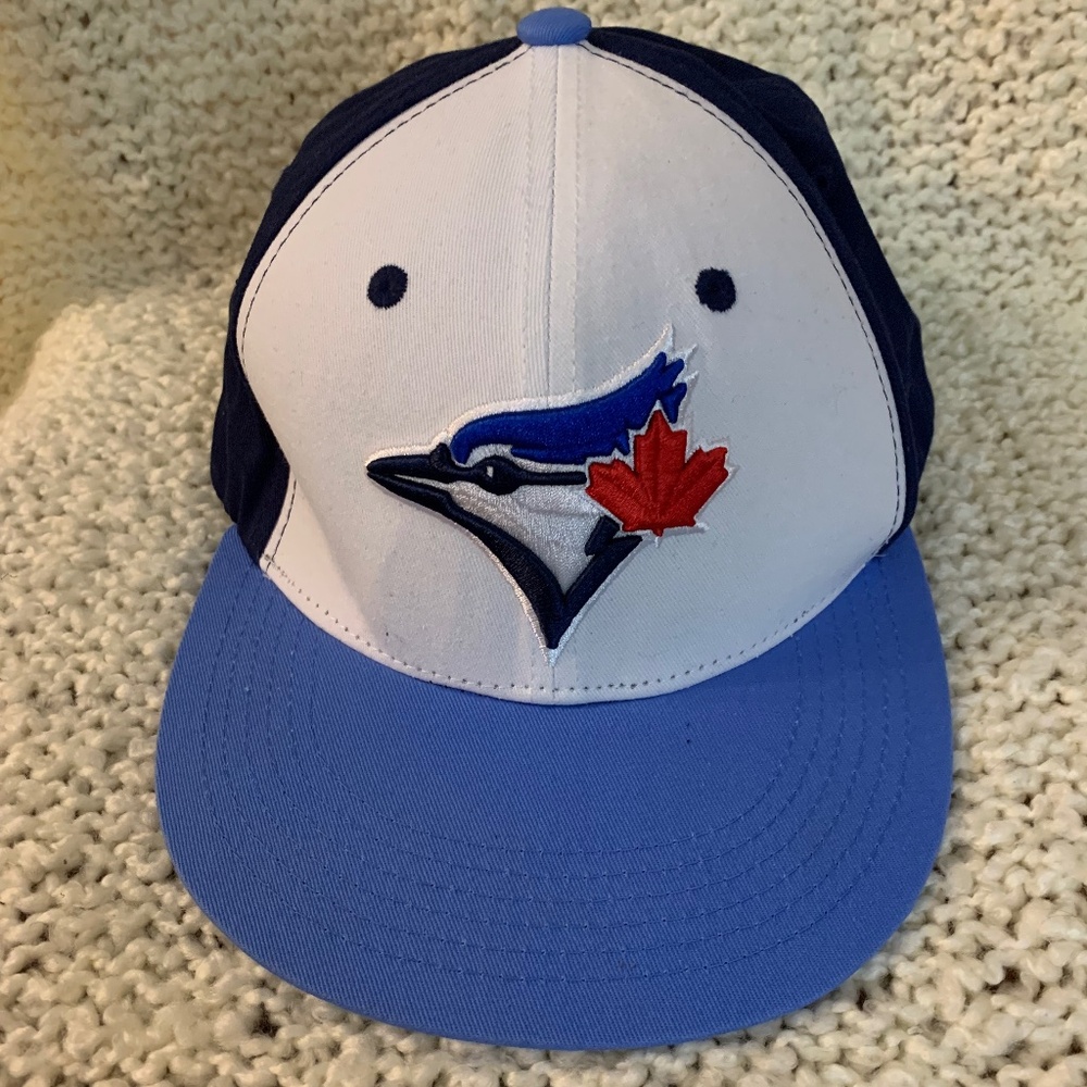 Blue and White Embroidered Logo Baseball Cap